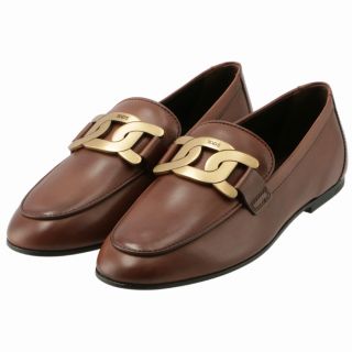 トッズ(TOD'S)のTOD`S スムースレザー ローファー メタル フラットシューズ 靴(ローファー/革靴)