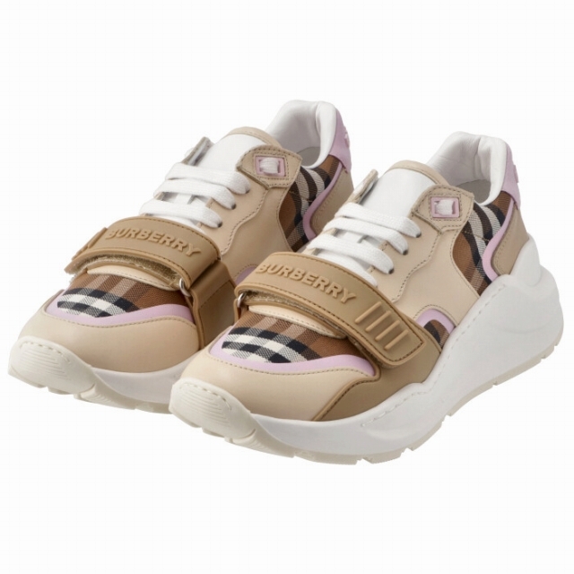 BURBERRY スニーカー チェックコットン キャンバス&レザー 靴 | フリマアプリ ラクマ