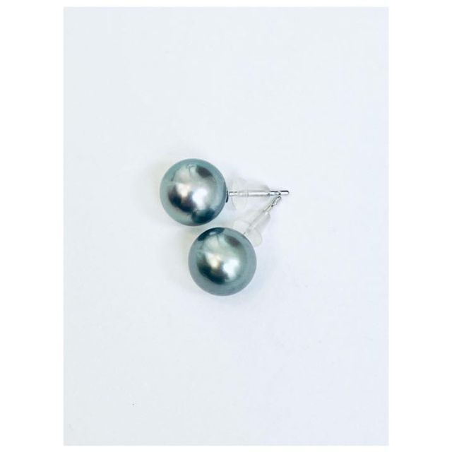 MIKIMOTO(ミキモト)の新品 K14WG 黒蝶タヒチ オーツヤンブルー 真珠パール 一粒ピアス　10mm レディースのアクセサリー(ピアス)の商品写真