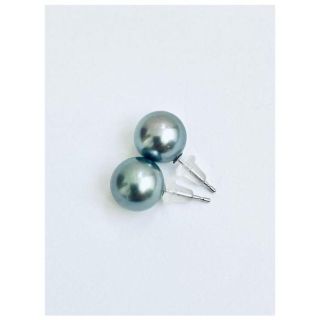 ミキモト(MIKIMOTO)の新品 K14WG 黒蝶タヒチ オーツヤンブルー 真珠パール 一粒ピアス　10mm(ピアス)