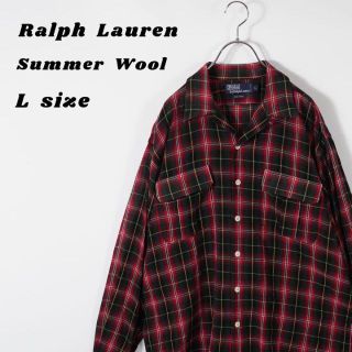 ラルフローレン(Ralph Lauren)のラルフローレン 90s オープンカラーシャツ　長袖シャツ　チェック柄　赤　L(シャツ)