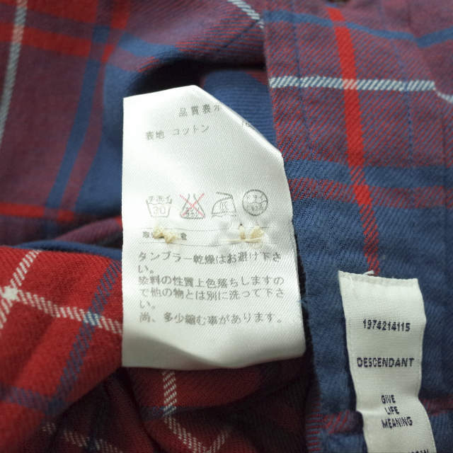 DESCENDANT(ディセンダント)のDESCENDANT ディセンダント 日本製 MILPITAS CHECK LS SHIRT ミルピタス マドラスチェックシャツ 1 RED/BLUE 長袖 CPO トップス【中古】【DESCENDANT】 メンズのトップス(シャツ)の商品写真