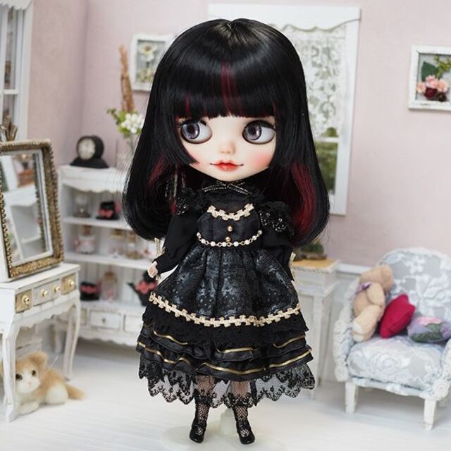 blythe _w-370ライラックピンク⭐️チベットラムフルスキンウィッグ