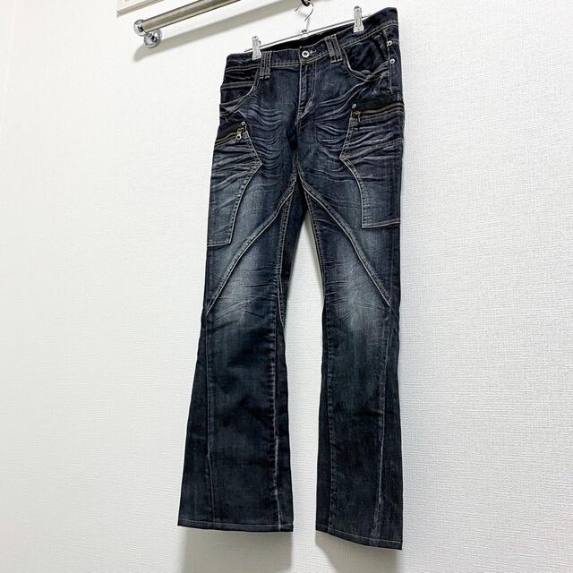 メンズvintage western design flare denim pants