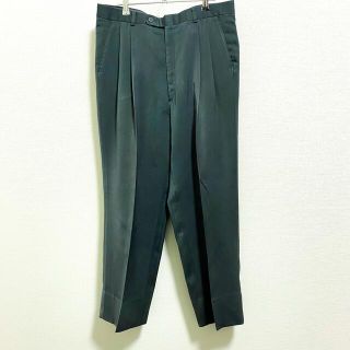 ジョンローレンスサリバン(JOHN LAWRENCE SULLIVAN)の90s vintage ツータック ワイド スラックス パンツ グリーン 深緑(スラックス)