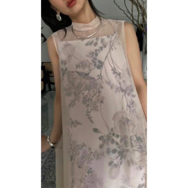 2WAY FLOWER LAYERED SHEER DRESS  S