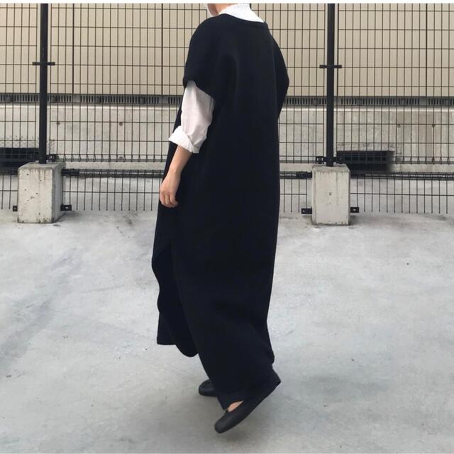 Cristaseya／FELTED WOOL CAFTAN DRESS ブラック