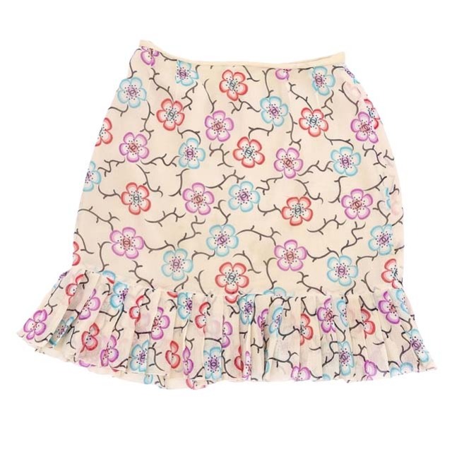 シャネル CHANEL スカート 花柄 シフォン シルク 36 アイボリー | フリマアプリ ラクマ