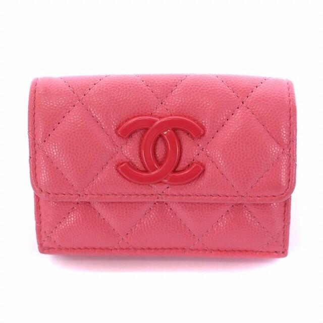 CHANEL - シャネル 21年製 ココマーク マトラッセ 三つ折り財布 W