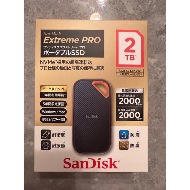 PCタブレットSanDisk エクストリームプロ ポータブルSSD 2TB SDSSDE81-