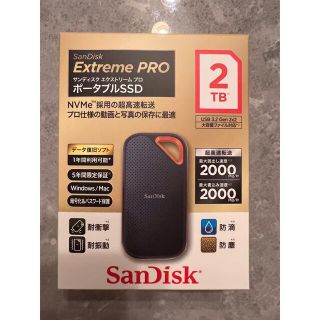 サンディスク(SanDisk)のSanDisk エクストリームプロ ポータブルSSD 2TB SDSSDE81-(PC周辺機器)