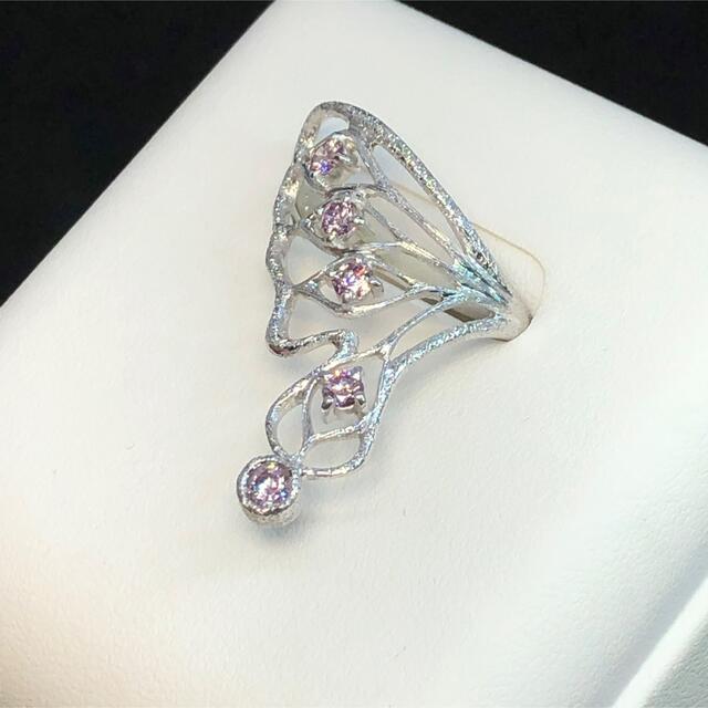 人気 最高級 バタフライ 蝶々 発色綺麗なピンクダイヤモンドk18wg 