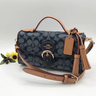 ☆定価8.8万円 新品 COACH ショルダーバッグ デニム ブルー