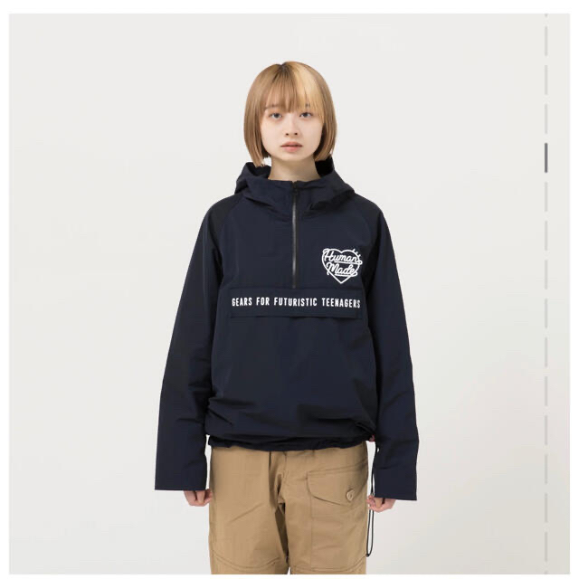 ナイロンジャケットHUMAN MADE HALF ZIP ANORAK NAVY M