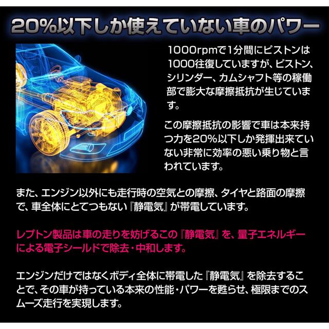 65mm×45mm×25mmレプトンパワーリアクター5 静電気除去 パワートルクアップ サルフェーション防止