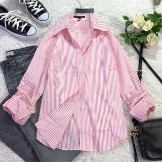 てなグッズや 極美品❤︎セオリーtheory ジョーゼットブラウストップスシャツM相当ピンク シャツ/ブラウス(七分/長袖)
