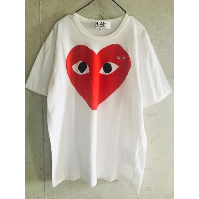 COMME des GARCONS(コムデギャルソン)の【★名作★希少★メンズM】プレイコムデギャルソン ワッペン ホワイト Tシャツ メンズのトップス(Tシャツ/カットソー(半袖/袖なし))の商品写真