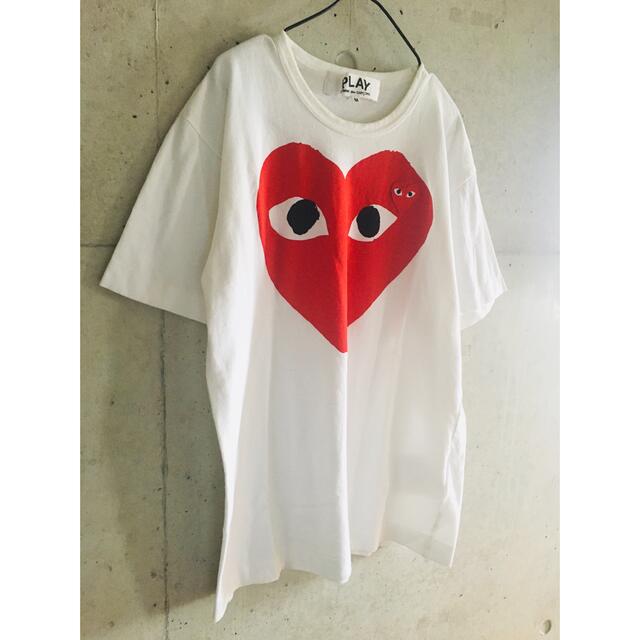 COMME des GARCONS(コムデギャルソン)の【★名作★希少★メンズM】プレイコムデギャルソン ワッペン ホワイト Tシャツ メンズのトップス(Tシャツ/カットソー(半袖/袖なし))の商品写真