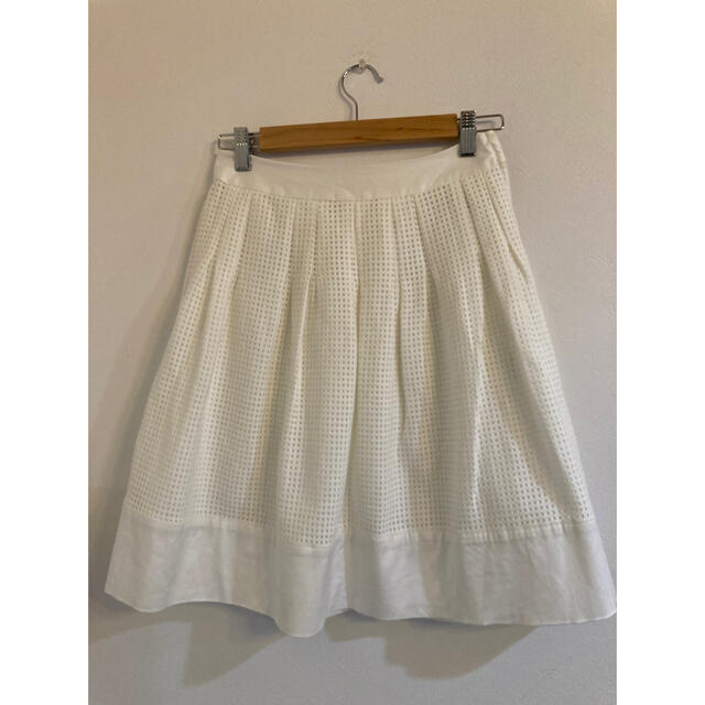 DOUBLE STANDARD CLOTHING(ダブルスタンダードクロージング)のダブルスタンダードクロージング　フレアスカート  チェックレース　ホワイト　36 レディースのスカート(ひざ丈スカート)の商品写真