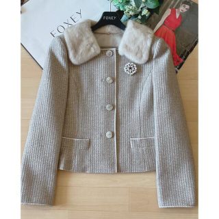 FOXEY - 新品同様!FOXEY ミンク襟付きノーカラージャケット 40 Reneの