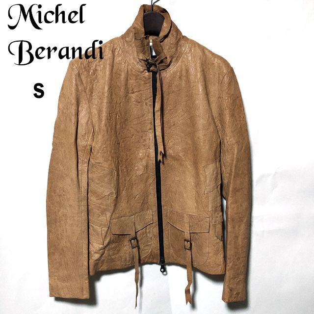 48ｃｍ着丈Michel Berandi レザージャケット S/ミッシェルベランディ ラム