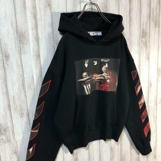 【希少Lサイズ】OFF-WHITE 確実正規品 クロスアロー 両面ロゴ パーカー