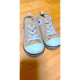 コンバース(CONVERSE)のコンバース　子供　靴　スニーカー　ファスナー　ベージュ　14.0(スニーカー)