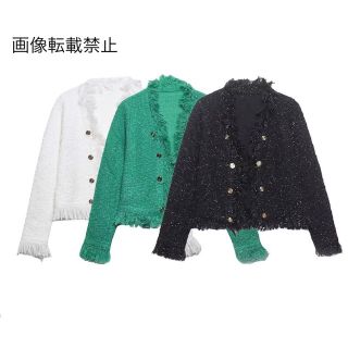 🌾9月新作🎑8906◇3color フリンジ ジャケット(ノーカラージャケット)