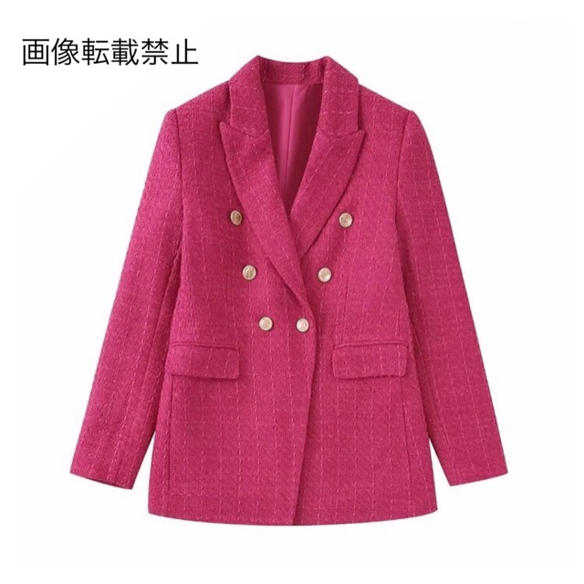 9月新作8929◇pink ツイード ダブル ジャケット ブレザー