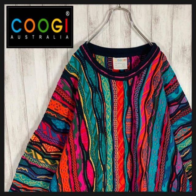 90s coogi クージー 編込み 3Dニット 立体