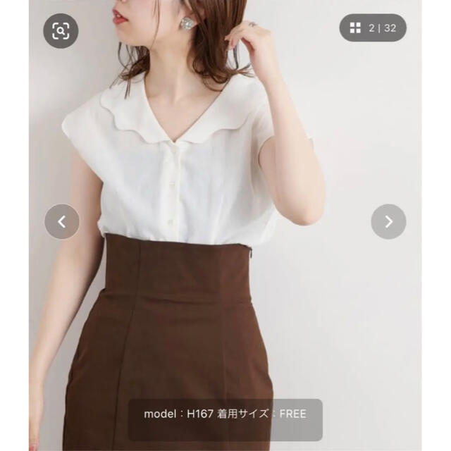 natural couture(ナチュラルクチュール)のnatural couture ゆるスカラップレトロブラウス レディースのトップス(シャツ/ブラウス(半袖/袖なし))の商品写真