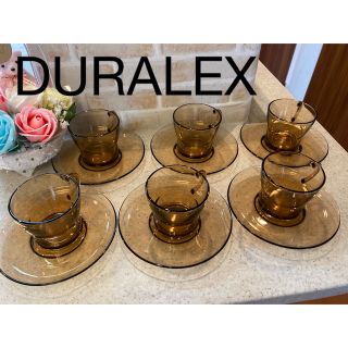 デュラレックス(DURALEX)のDURALEX(デュラレックス)のガラス製カップ＆ソーサー6客セット(食器)