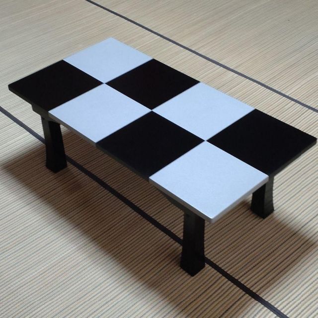 和素敵 和モダン 格子テーブル  黒×銀 静岡工芸 インテリア 和室 洋室 - 0