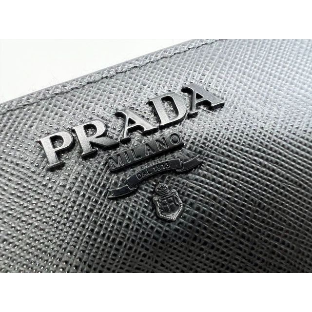 美品 PRADA プラダ サフィアーノ ロゴ ラウンド 長財布 黒