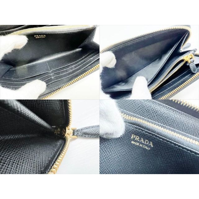 PRADA(プラダ)の美品 PRADA プラダ サフィアーノ ロゴ ラウンド 長財布 黒 レディースのファッション小物(財布)の商品写真