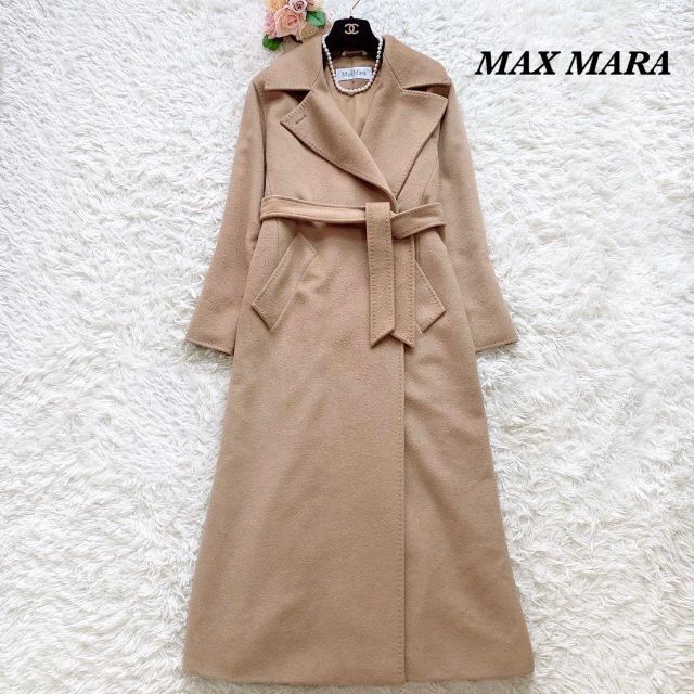 【最高級白タグ】MAXMARA　キャメル100％　ベルテッドコート　ロング　40