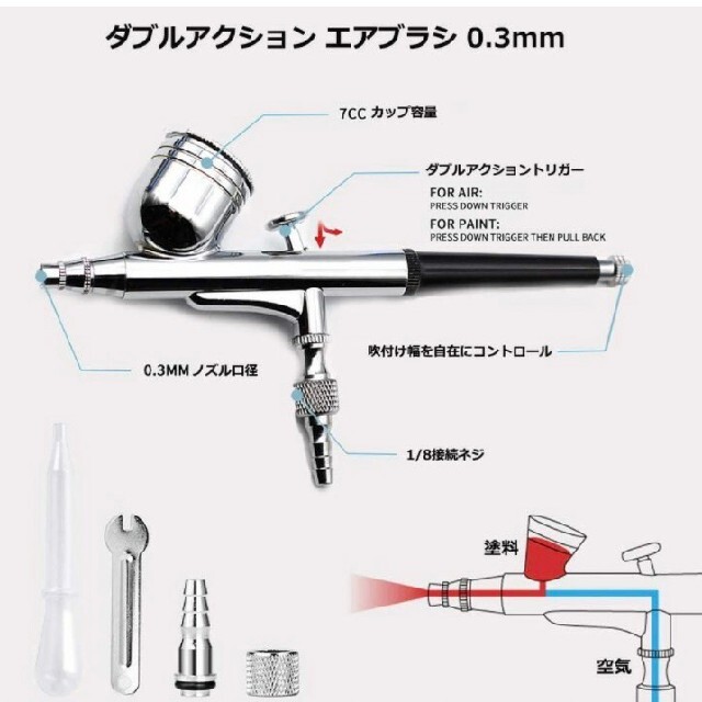 本物新品保証】 エアー ブラシ コンプレッサー セット エアブラシ 重力