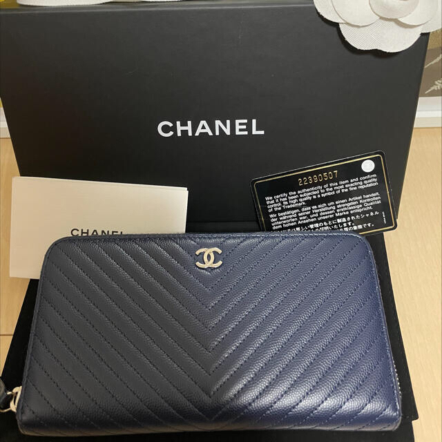 半額SALE/ シェブロン シャネル - CHANEL キャビアスキン 長財布