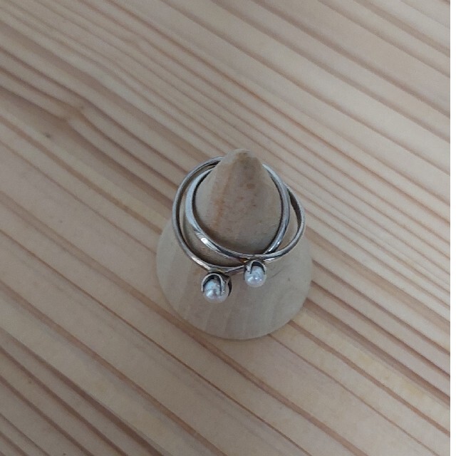 4℃(ヨンドシー)の4℃パールシルバー2連リング レディースのアクセサリー(リング(指輪))の商品写真