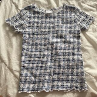 ザラキッズ(ZARA KIDS)のZARAキッズ　シャーリングトップス　サイズ128(Tシャツ/カットソー)