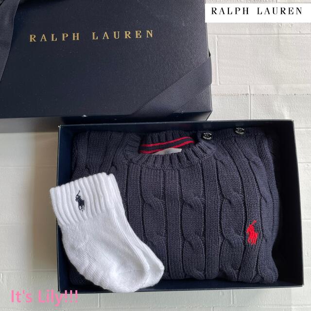 Ralph Lauren(ラルフローレン)の24m90cm  ラルフローレン  ccセーター　紺　赤ポニー キッズ/ベビー/マタニティのキッズ服男の子用(90cm~)(Tシャツ/カットソー)の商品写真