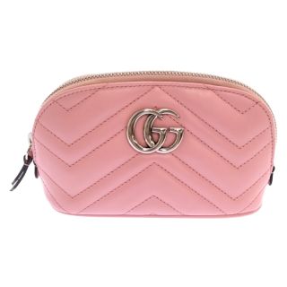 グッチ(Gucci)のGUCCI グッチ GGマーモント コスメティックポーチ レザー キルティングレザー ピンク 625544(その他)