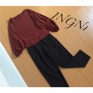 イング(INGNI)の新品INGNI 2点セット♡バルーン袖トップス＋テーパードパンツ(セット/コーデ)