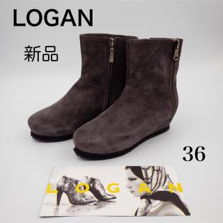 ローガン(ROGAN)の【新品】ブーツ LOGAN スエード36  グレー(ブーツ)