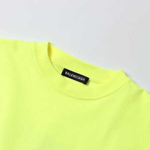 バレンシアガ　Tシャツ　ネオンイエロー　オーバーサイズ 蛍光　ロゴ　メンズ