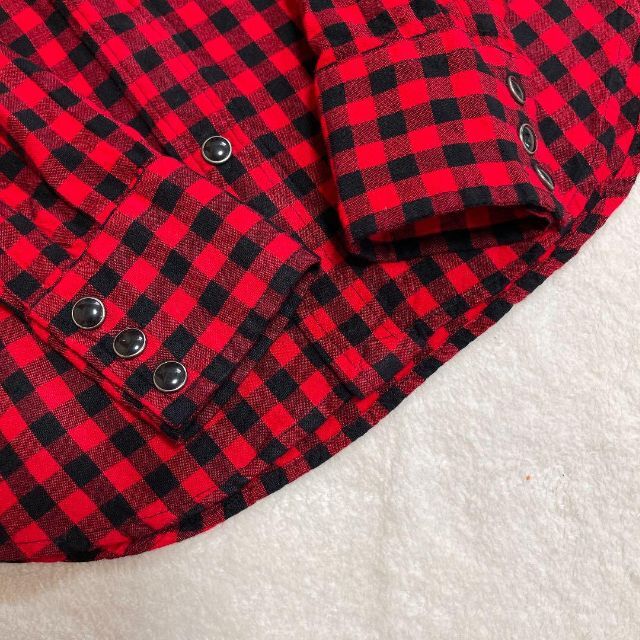 POLO RALPH LAUREN(ポロラルフローレン)のポロラルフローレン ギンガムチェック シャツ ブラウス 長袖 レッド赤 サイズ0 レディースのトップス(シャツ/ブラウス(長袖/七分))の商品写真