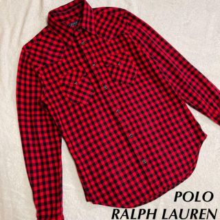 ポロラルフローレン(POLO RALPH LAUREN)のポロラルフローレン ギンガムチェック シャツ ブラウス 長袖 レッド赤 サイズ0(シャツ/ブラウス(長袖/七分))