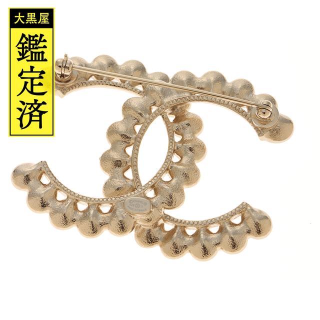 CHANEL ココマーククリスタルブローチ ゴールド メッキ 【432