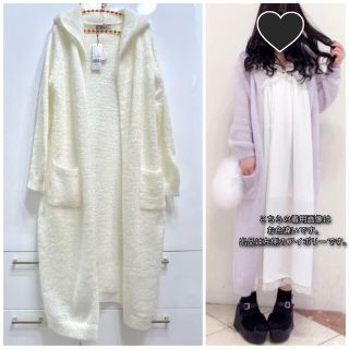 アンクルージュ(Ank Rouge)の新品◆Ank Rouge＊フード付き♡ロングニットカーディガン♡アイボリー(カーディガン)