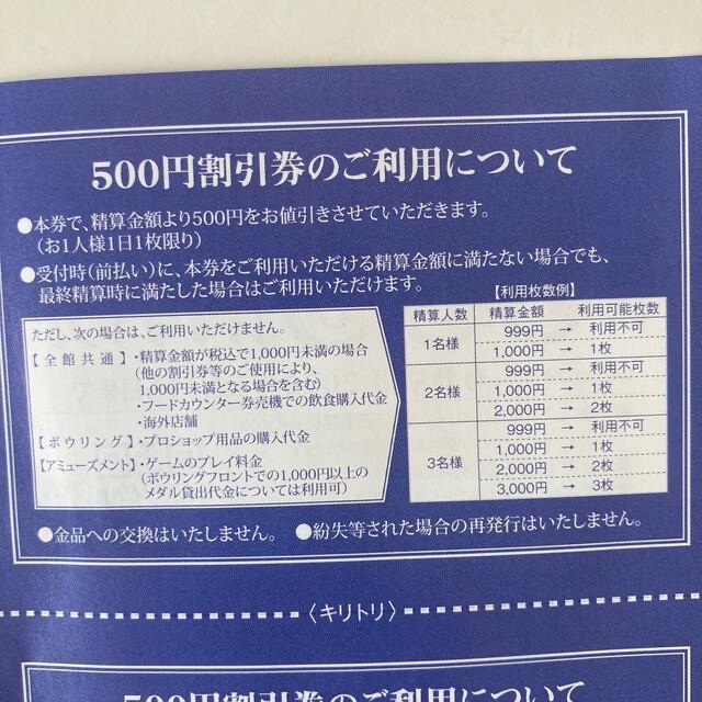 【ラウンドワン　株主優待】 チケットの施設利用券(ボウリング場)の商品写真
